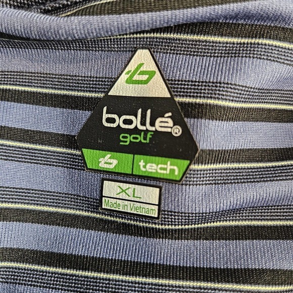 Bollé XL Golf Mens Short Sleeve Polo Shirt Gray Striped 1/4‎ Button 91870 - Picture 9 of 10